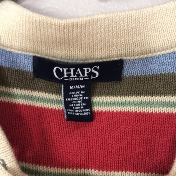 Chaps basketweave stitch lace up cotton top size medium - Picture 6 of 12